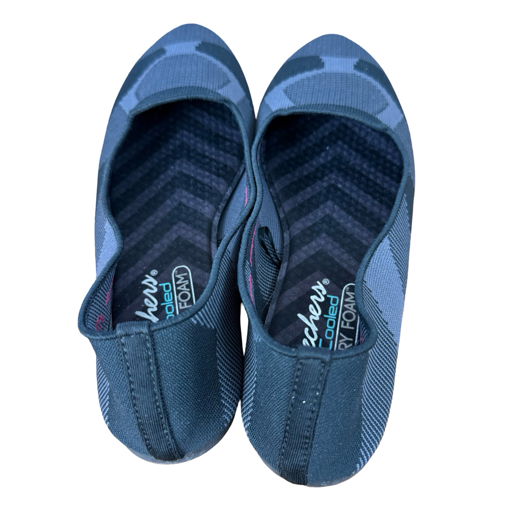 Skechers Cleo Sherlock Geo-Knit Fabric Slip On Flats Shoes Gray Black sz 7.5 - Picture 10 of 16